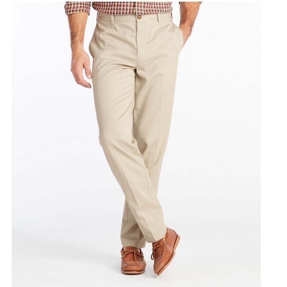 MEN'S Wrinkle-Free Chinos, Classic Fit Plain Front. 35”x32”